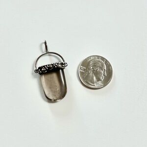 Vintage Silver + Smoky Quartz Pendant Charm